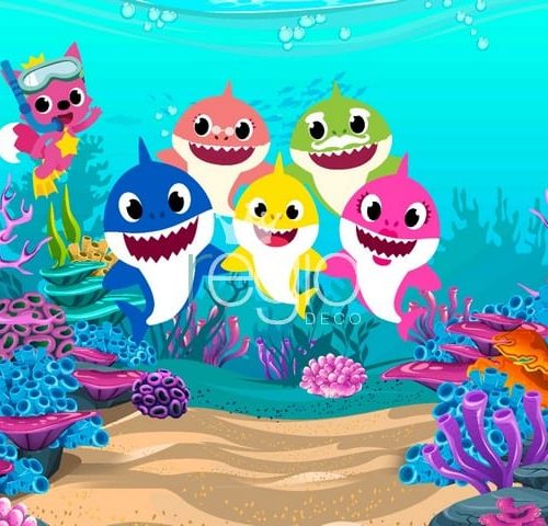 Impresión en tela sublimada Baby Shark 4 x 3