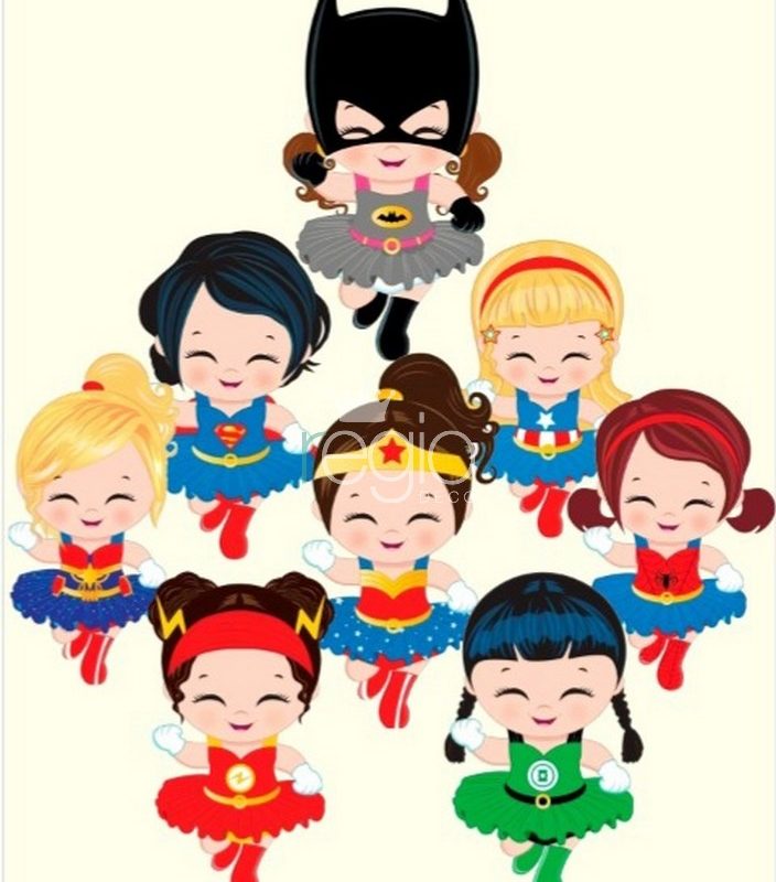 Impr. en tela subl. Super heroínas baby lateral 1.10 x 2.30