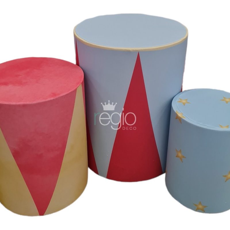Trío de cilindros forrados tema Circo