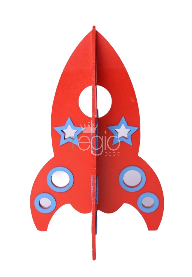 Cohete azul y rojo mdf