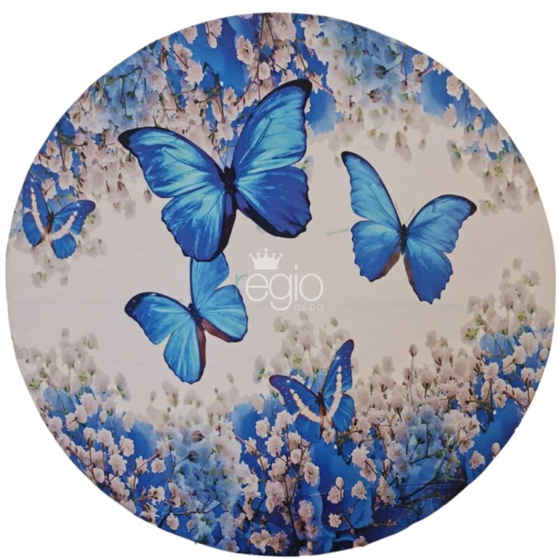 Impr. en tela sublimada Mariposas azules, 1.50 de diámetro