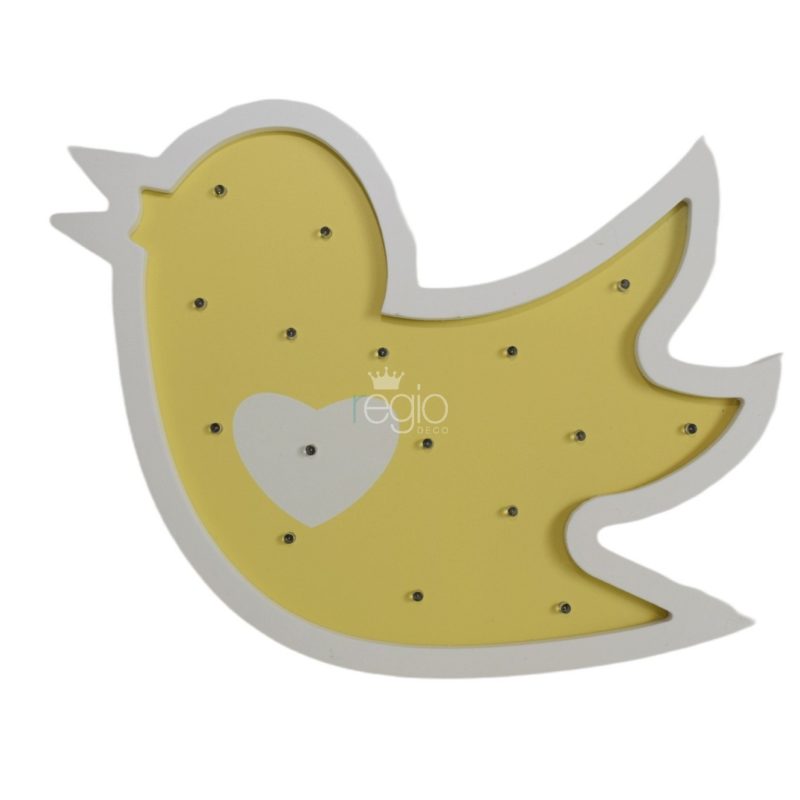 Pajarito amarillo Led de madera