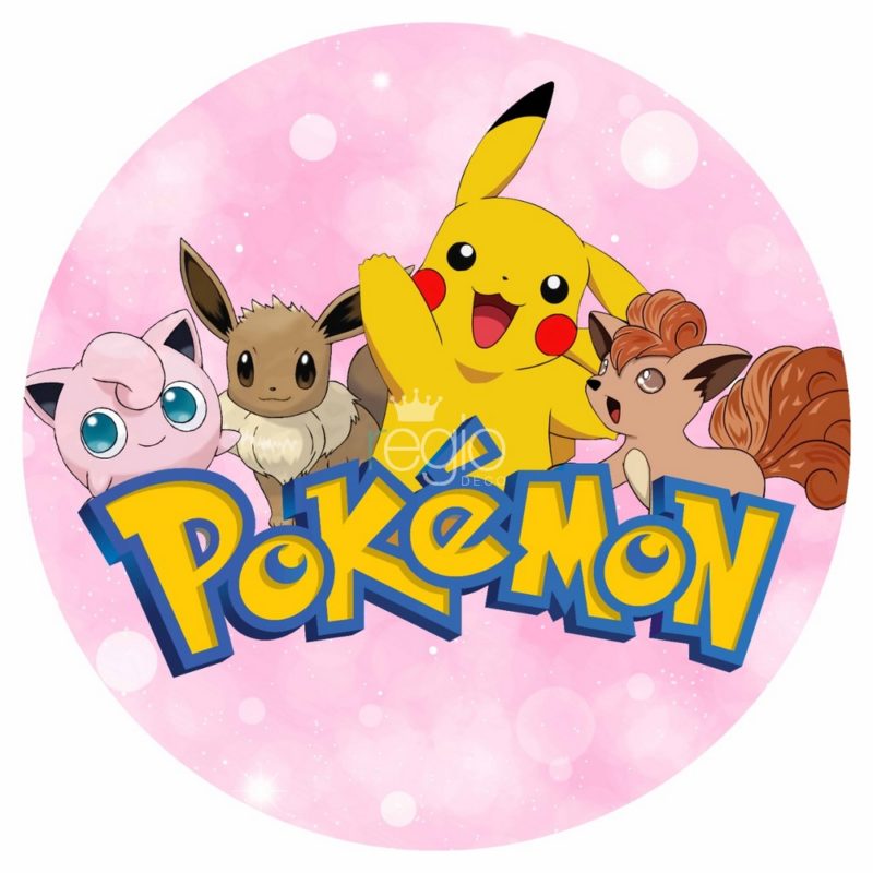 Impr. en tela sublimada Pokemon Rosa, 1.50 diámetro
