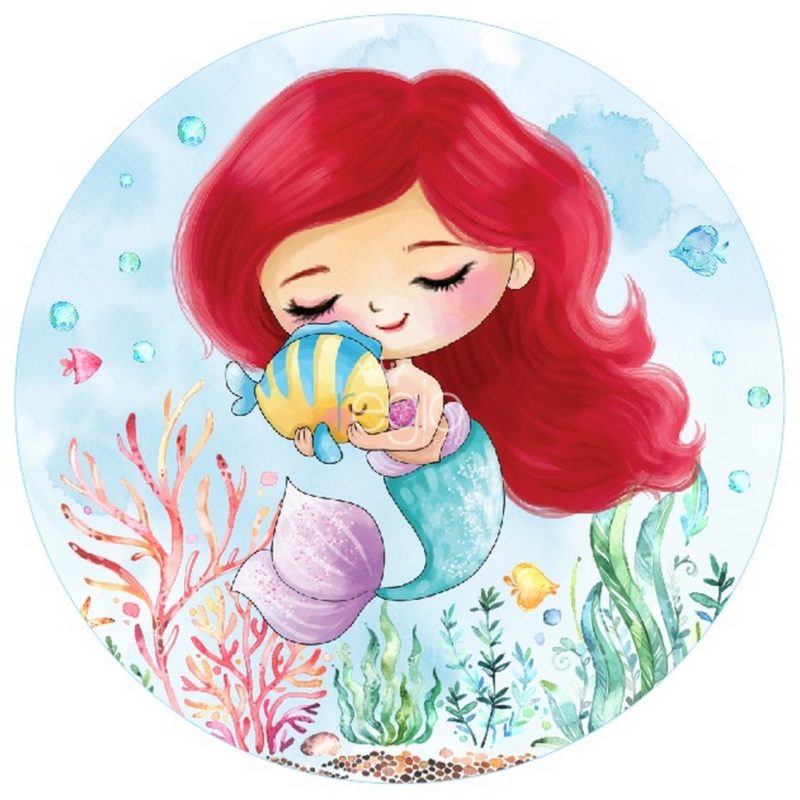 Impr. en tela sublimada Sirena Ariel, 1.60 diámetro