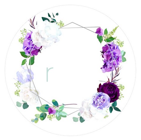 Impresión en tela Blanco floral lila,1.50 de diámetro